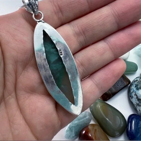 *SOLD* Rare Quantum Quattro Chrysocolla Malachite Shattuckite + Pendant Necklace - Picture 6 of 8